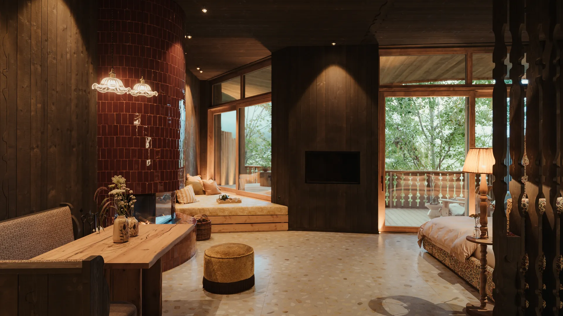 Blick auf den Wohnbereich der Blütenschimmer Loge